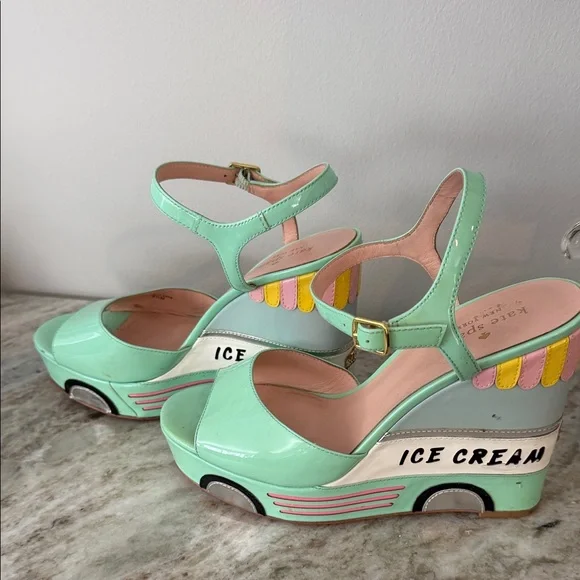 Kate Spade Pastel Wedge Sandals with Ice Cream Design size 6.5 - Picture 4 of 8